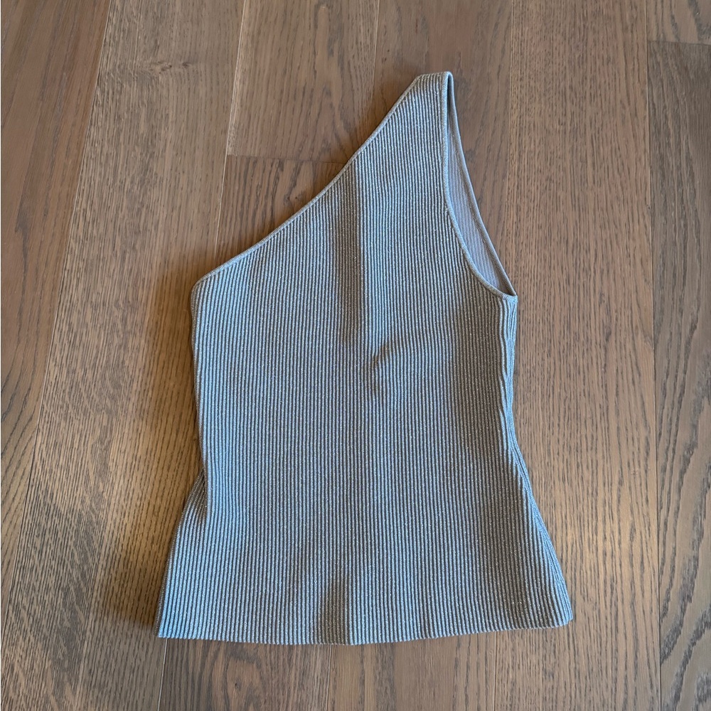 Aritzia sculpt knit metallic one shoulder top